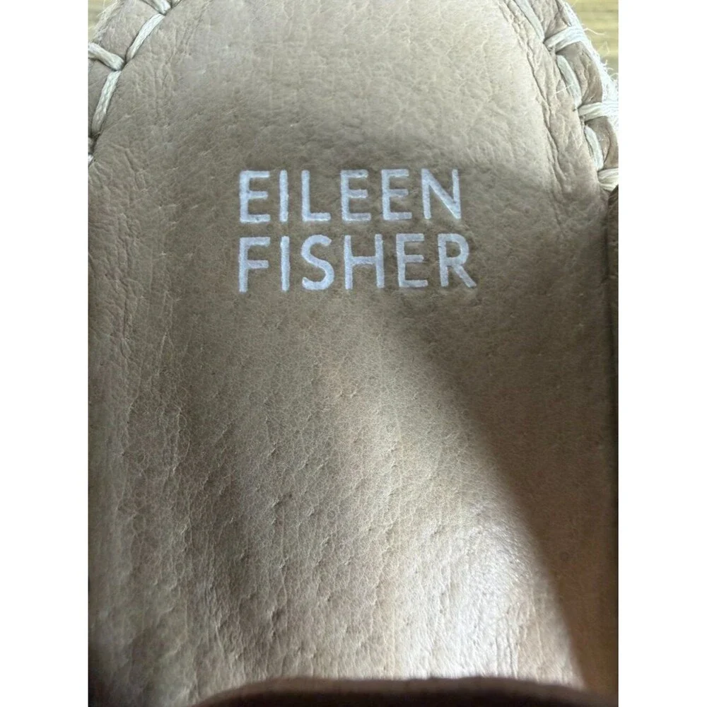 Eileen Fisher Willow Tumbled Leather Wedge Espadrille size 10M Honey Tan Sandals